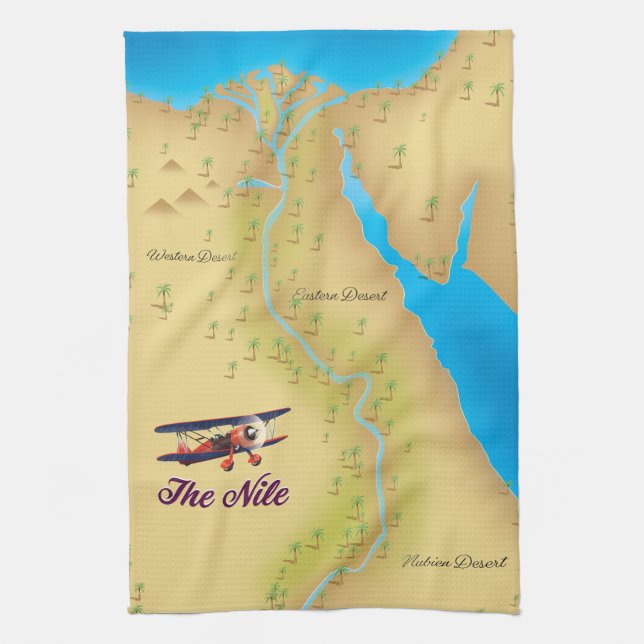 Paño De Cocina El antiguo poster de mapas del estilo del Nilo (Vertical)