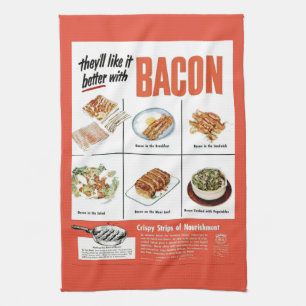 Paño De Cocina El anuncio divertido del tocino del vintage "mejor