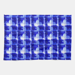 Paño De Cocina El azul rústico de la tela escocesa lleva la