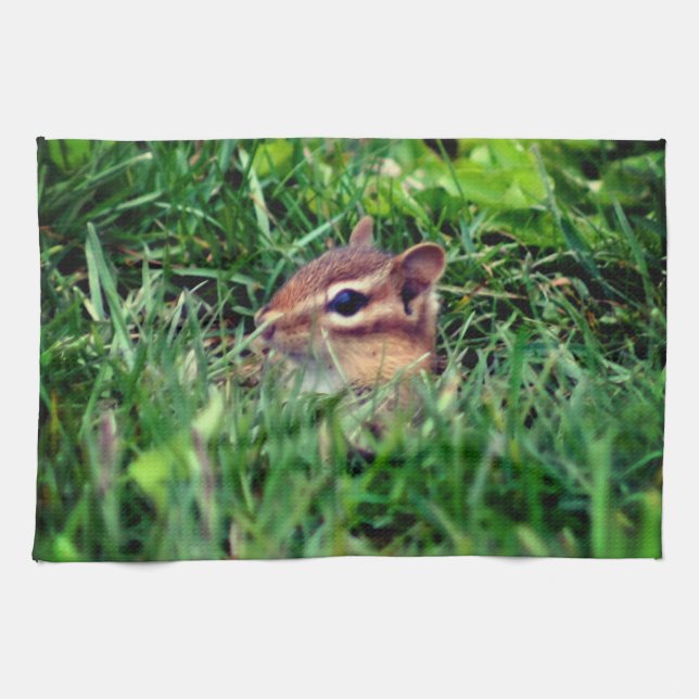 Paño De Cocina El bebé chipmunk Peeking Wildlife (Horizontal)