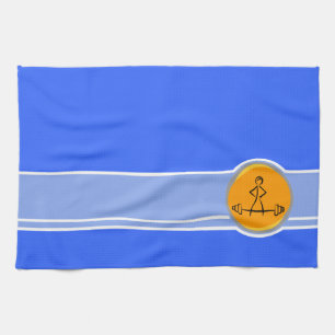 Paño De Cocina El Bodybuilding; azul y naranja