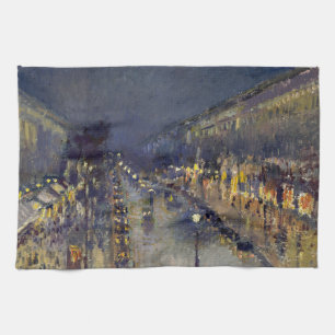 Paño De Cocina El Boulevard Montmartre de noche Pissarro 