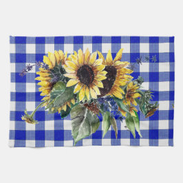 Paño De Cocina El Bouquet girasol en Blue Gingham