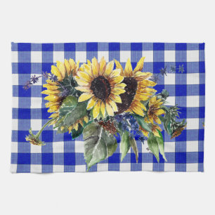 Paño De Cocina El Bouquet girasol en Blue Gingham