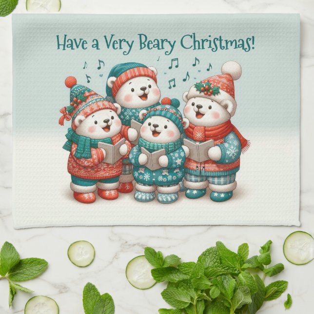 Paño De Cocina ¡El canto de los osos polares tiene Navidades muy  (Doblado)