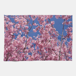 Paño De Cocina El cerezo Sakura florece en el azul