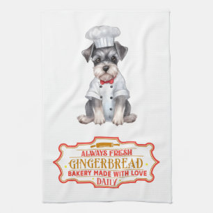 Paño De Cocina El chef Schnauzer Baking Gingerbread en miniatura
