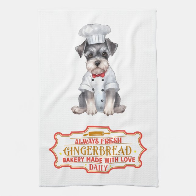 Paño De Cocina El chef Schnauzer Baking Gingerbread en miniatura (Vertical)
