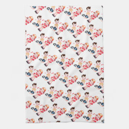 Paño De Cocina El chica y el muchacho de la tarjeta del día de