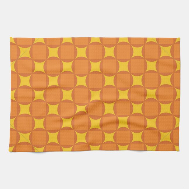 Paño De Cocina El círculo de estilo de los 70 naranjas (Horizontal)