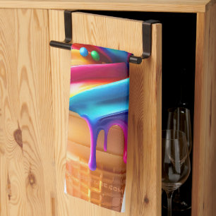 Paño De Cocina El clásico cono de helado vibrante de SlipperyJoe'