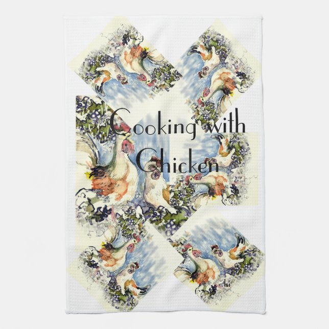 Paño De Cocina El cocinar con el pollo (Vertical)