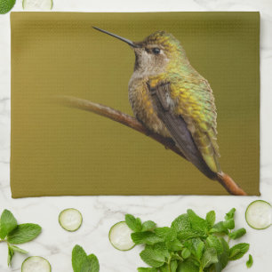 Paño De Cocina El colibrí de Anna en la Trumpetvine escarlata