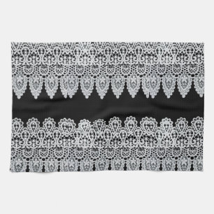 Paño De Cocina El cordón blanco forma una frontera delicada