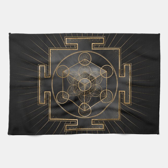 Paño De Cocina El cubo de Metatron Sri Yantra Geometría Sagrada (Horizontal)