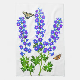 Paño De Cocina El Delphinium azul Larkspur florece el equipo de