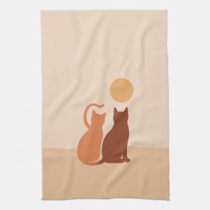 Paño De Cocina El desierto de Boho Cats Sunset