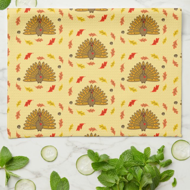 Paño De Cocina El Día de Acción de Gracias Turquía cae deja caer  (Doblado)
