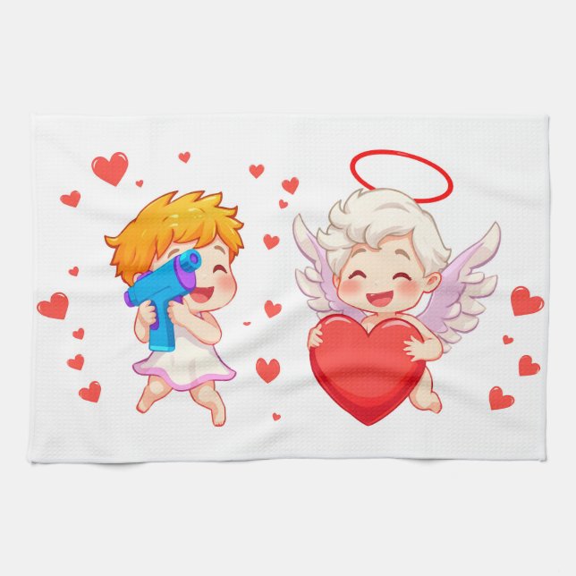 Paño De Cocina El día de San Valentín 2025: Ángeles 👼 ❤️ agudos  (Horizontal)