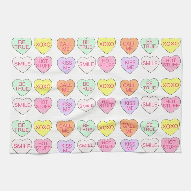 Paño De Cocina El día de San Valentín Candy Conversation Hearts (Horizontal)
