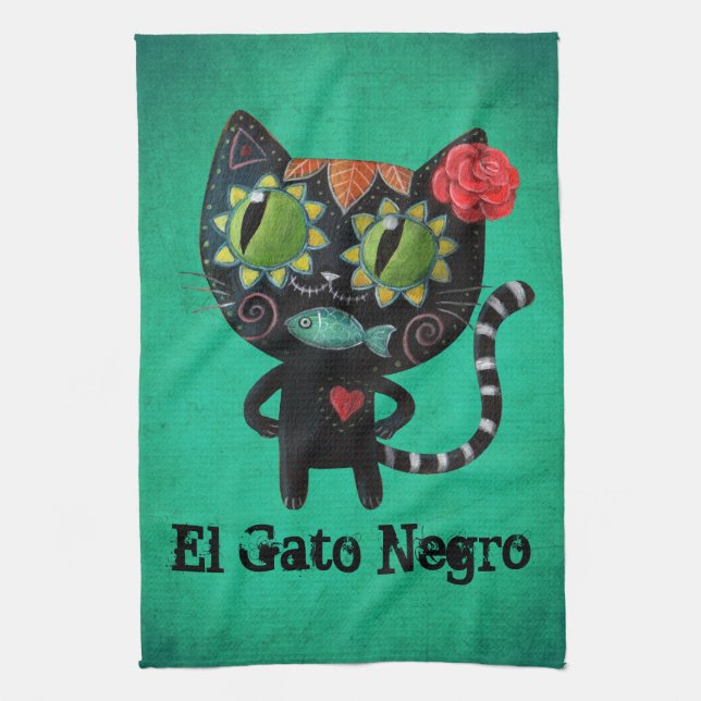 Paño De Cocina El día del gato negro muerto (Vertical)