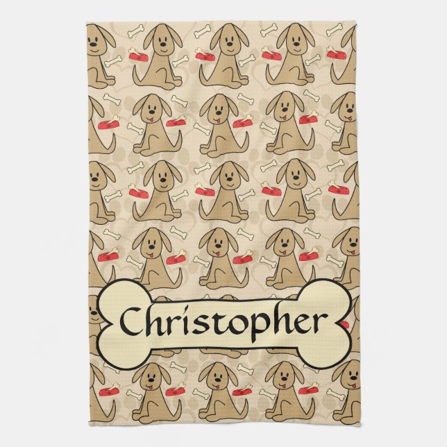 Paño De Cocina El diseño gráfico del perro de perrito de Brown (Vertical)