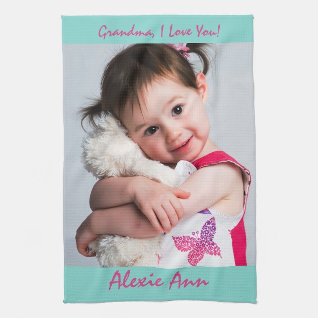 Paño De Cocina El dulce nieto dice, "Te amo", Personaliza (Vertical)