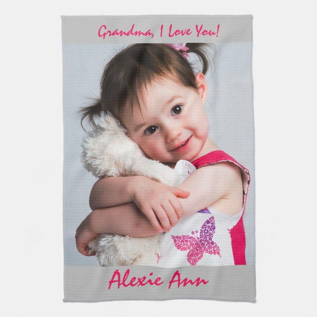 Paño De Cocina El dulce nieto dice: "Te amo" Personaliza (Vertical)