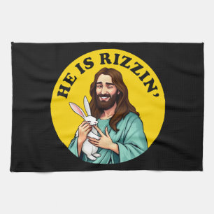 Paño De Cocina Él es Rizzin Funny Día de Pascua Cristiana Jesús