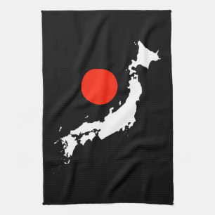 Paño De Cocina El esquema y el rojo del mapa de Japón circundan