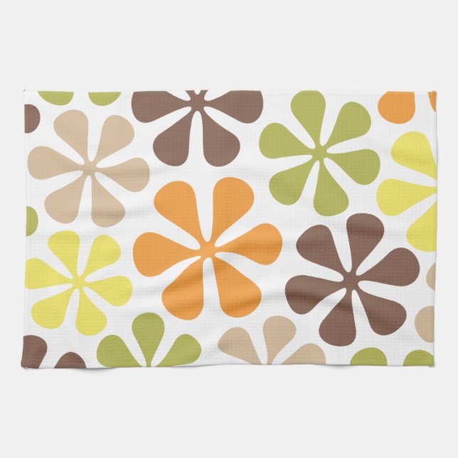 Paño De Cocina El extracto florece colores retros (Horizontal)