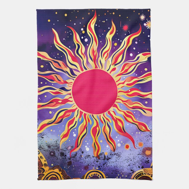 Paño De Cocina "El fuego bailarín del Cosmos" El Sol (Vertical)