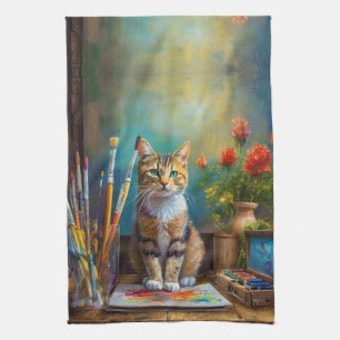 Paño De Cocina El gato artístico