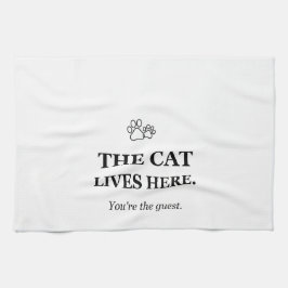 Paño De Cocina El Gato Vive Aquí Eres el Invitado Cocina Divertid