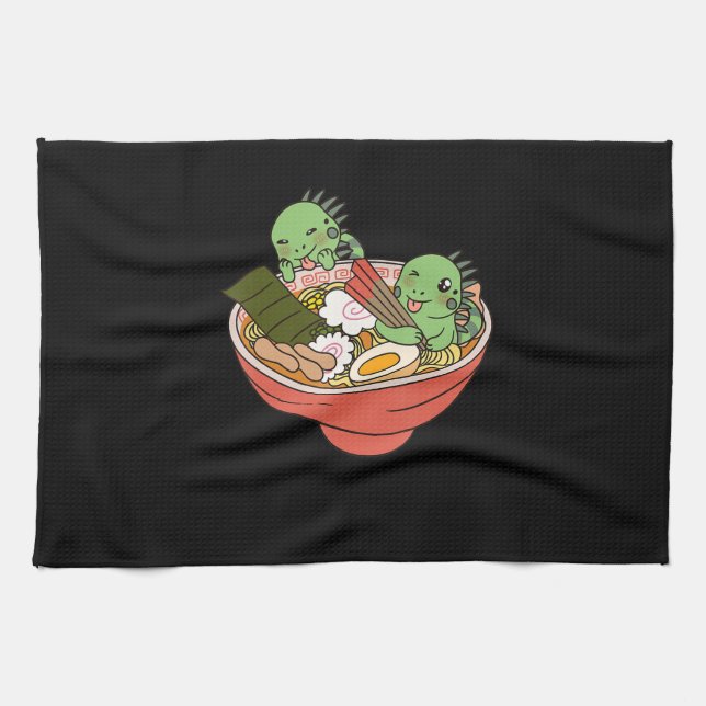 Paño De Cocina El gracioso regalo Mascota de Iguana Kawaii Ramen (Horizontal)
