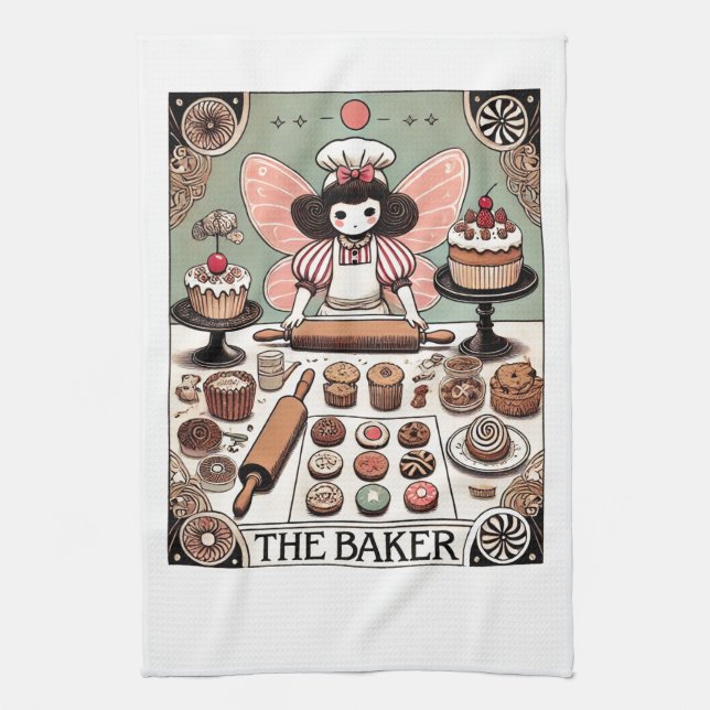 Paño De Cocina El hada de la tarjeta Baker Tarot (Vertical)