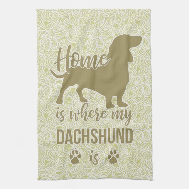 Paño De Cocina El hogar es donde está mi Dachshund - amante de (Vertical)