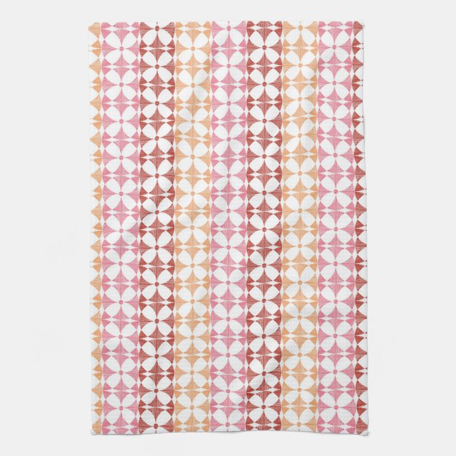 Paño De Cocina El ikat rojo geométrico raya el modelo (Vertical)