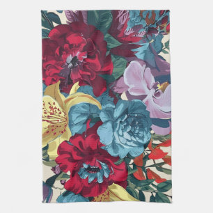 Paño De Cocina El jardín florece con flores de colores de época