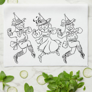 Paño De Cocina El mago de Oz vintage, adorables Munchkins bailari