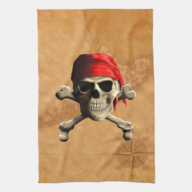 Paño De Cocina El mapa alegre del pirata de Rogelio (Vertical)