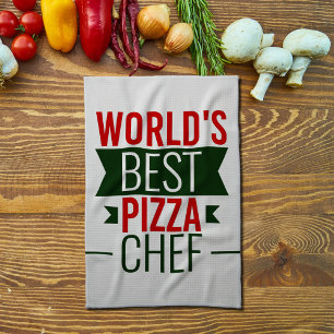 Paño De Cocina El mejor chef    de pizza del mundo: verde rojo y 