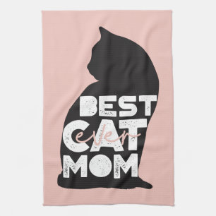 Paño De Cocina El mejor gato de mamá del Día de la Madre Rosa