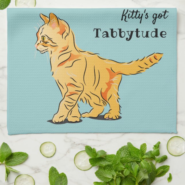 Paño De Cocina El Naranja lindo Tabby Kitten Tabbytude (Doblado)