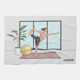 Paño De Cocina El nombre personalizado de la bailarina Pose Yoga 