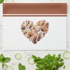 Paño De Cocina El otoño deja el corazón en forma