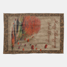 Paño De Cocina El paisaje de las hojas de descenso