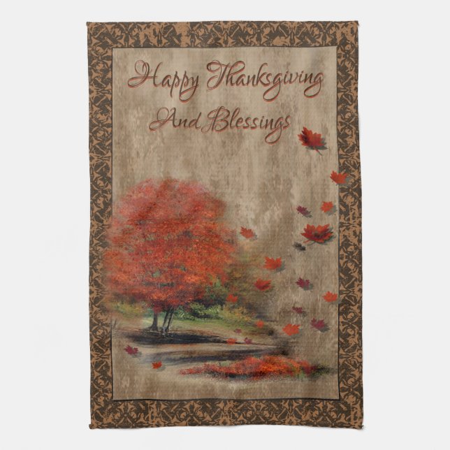 Paño De Cocina El paisaje de las hojas de descenso (Vertical)