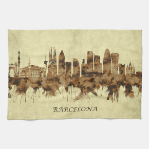 Paño De Cocina El paisaje urbano de Barcelona España