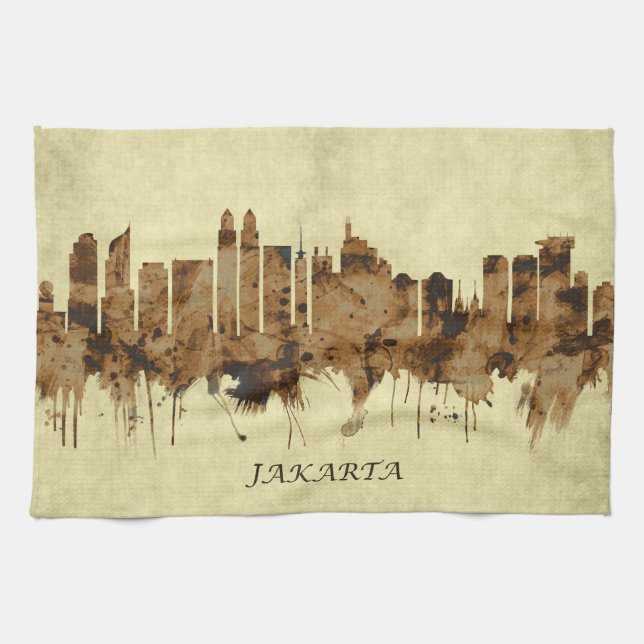 Paño De Cocina El paisaje urbano de Yakarta Indonesia (Horizontal)